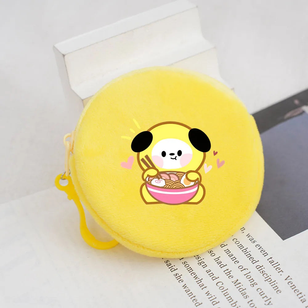 Porte-Monnaie en Peluche Kawaii Jaune