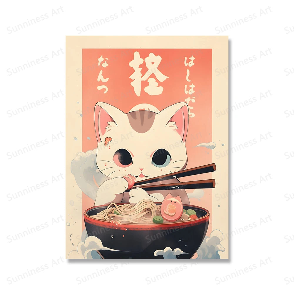 Poster Kawaii Ramen & Chats Japonais