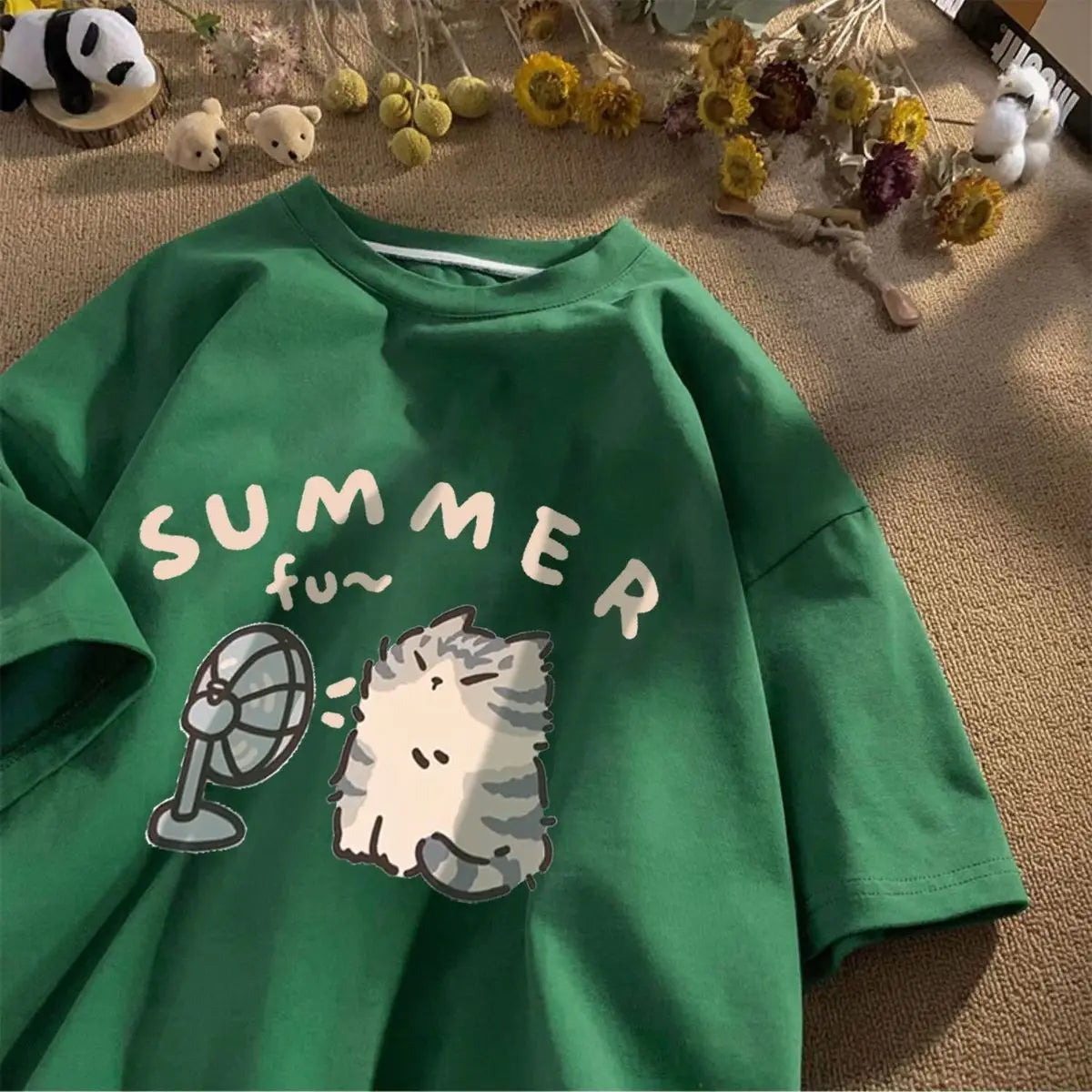 T-shirt Kawaii "Summer" Vert Foncé