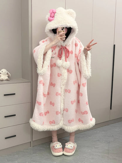 Peignoir Kawaii Hello Kitty en Velours - Doux & Chaud