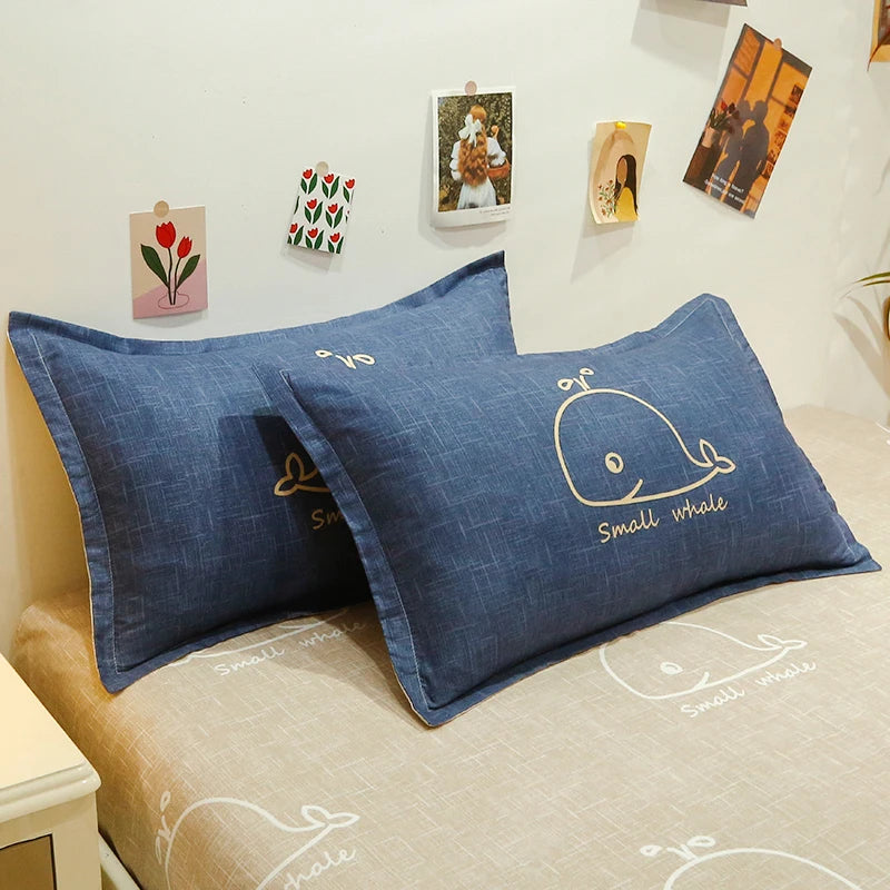 Parure de Lit Kawaii Ours et Fleurs - Housse de Couette + Taies & Drap