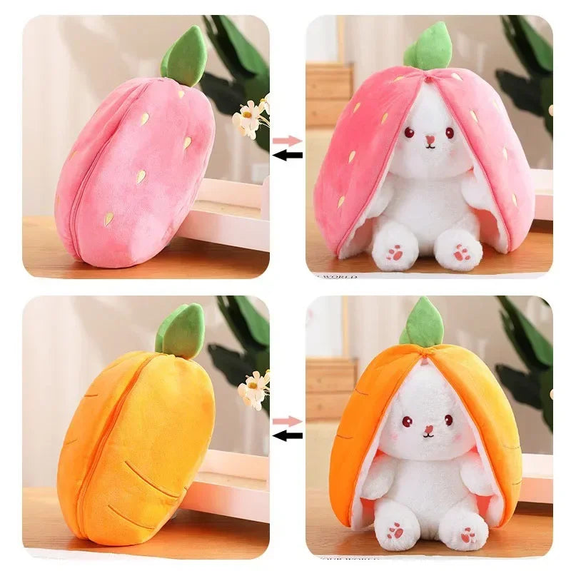 Peluche Kawaii Lapin Transformable en Fraise et Carotte  Univers Kawaii   