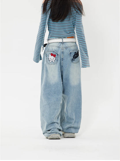 Jean Baggy Taille Haute - Sanrio  Univers Kawaii Hello Kitty M 