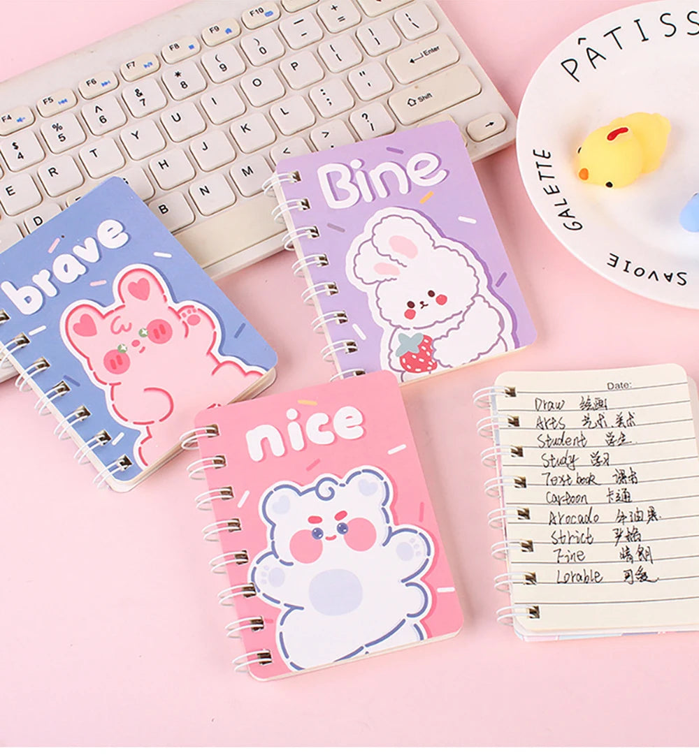 Carnet Kawaii à Spirales 🐻 | Mini Bloc-Notes Portable