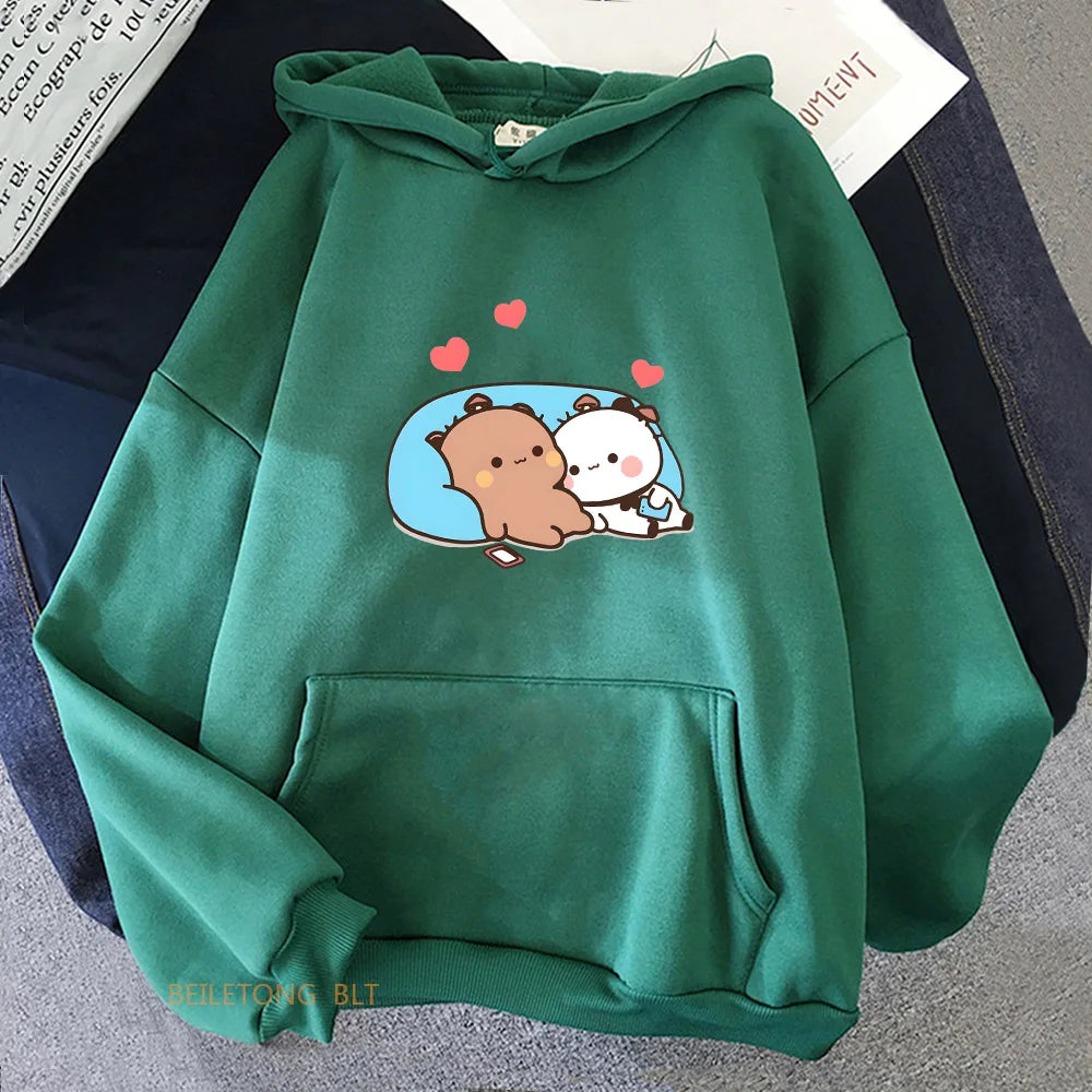 Sweat à Capuche Kawaii - Les petits amoureux  Univers Kawaii Vert foncé XL 