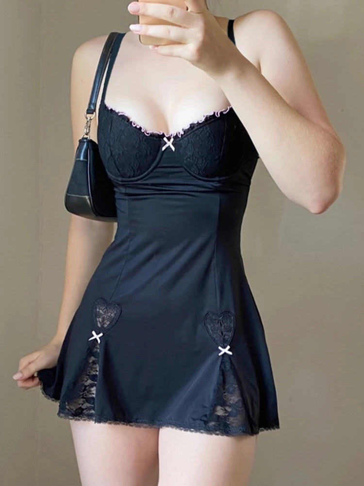 Robe Kawaii avec dentelle  Univers Kawaii Noir S 