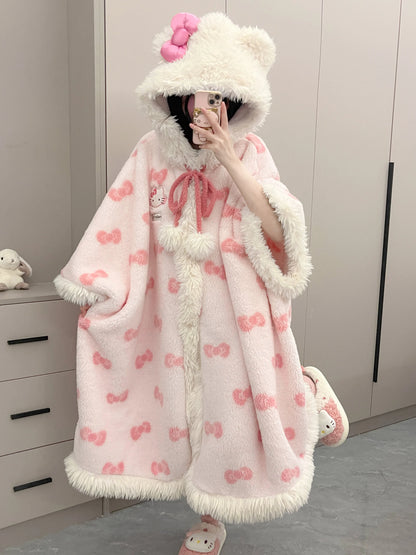 Peignoir Kawaii Hello Kitty en Velours - Doux & Chaud