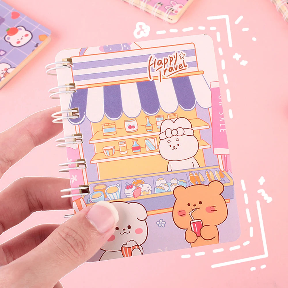 Carnet Kawaii à Spirales 🐻 | Mini Bloc-Notes Portable