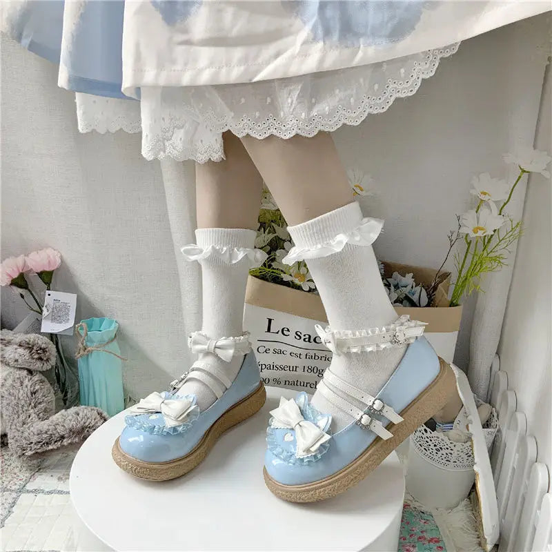 Chaussures Kawaii Lolita - Nœud Papillon et Boucle Cœur