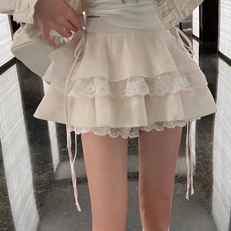 Jupe Kawaii Plissée Style Lolita  Univers Kawaii Blanc (with shorts) S 