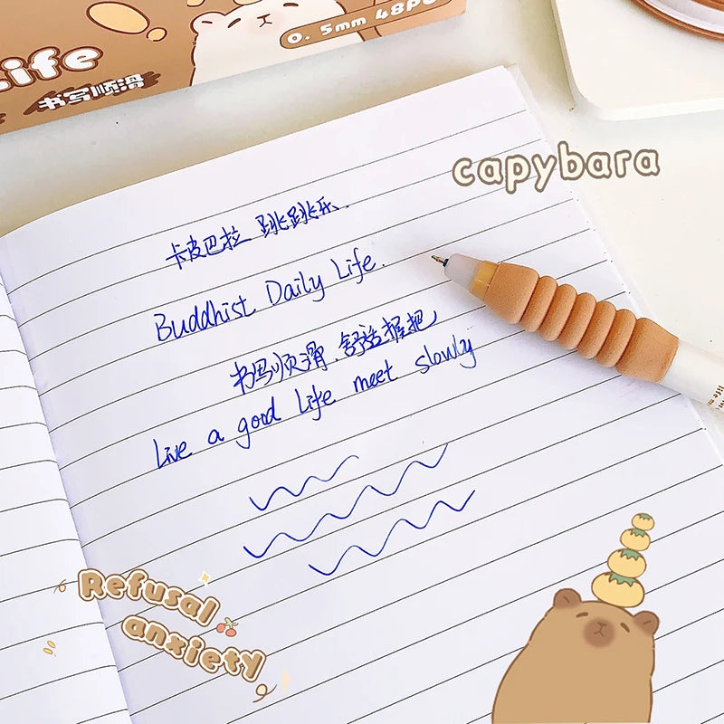 4 Stylos Gel Effaçables Capybara Kawaii - Pointe 0,5 Mm, Encre Bleue, Design Mignon, Cadeau Rentrée Scolaire - 9