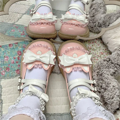 Chaussures Kawaii Lolita - Nœud Papillon et Boucle Cœur