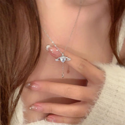 Collier Pendentif Cœur - Style Cristal Y2K  Univers Kawaii Petit Coeur Blanc  