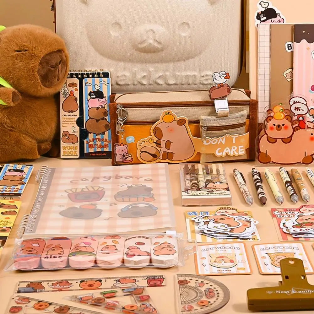Horuili Set De Papeterie Capybara - Trousse à Crayons Avec Compartiments, Cadeau Écoliers Enfants