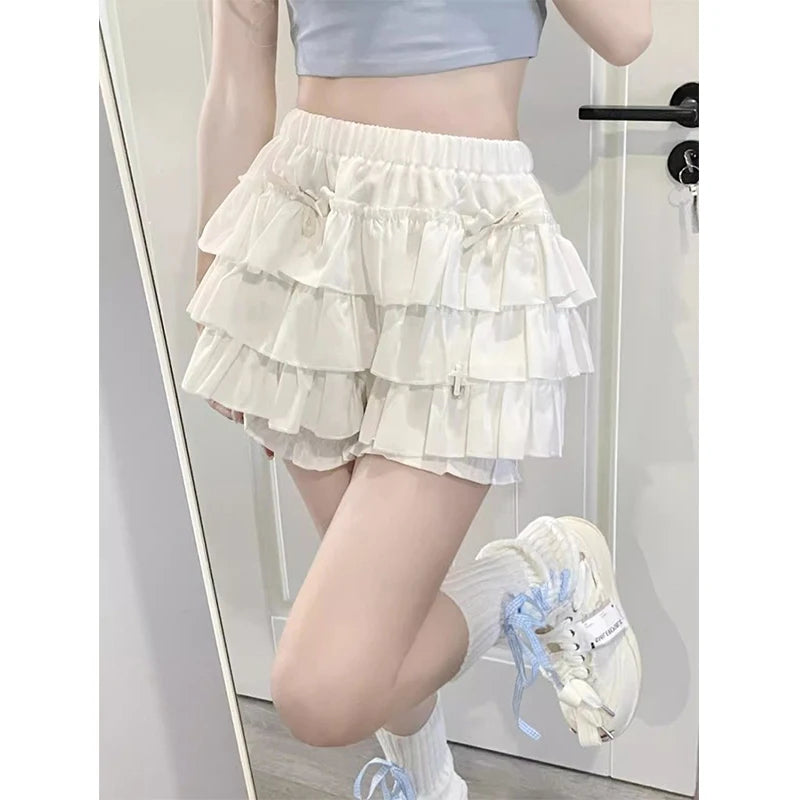 Mini Jupe à Volants - Style Lolita/Kawaii  Univers Kawaii Blanc S 