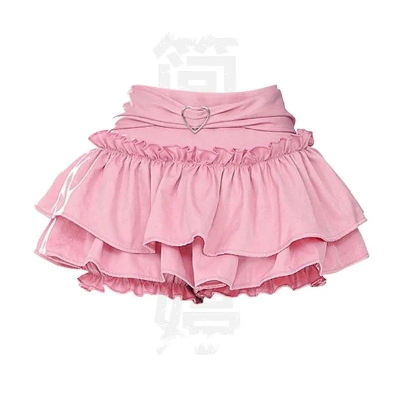 Y2K Kellykitty Japan Black Half Length Skirt Female A-word Summer Fluffy Skirt Self Cultivation Appear Thin Cake Short Pleated