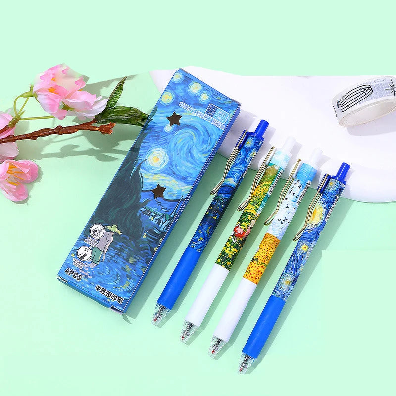 Stylos Gel Kawaii - Inspiration Van Gogh  Univers Kawaii 4 Noir 