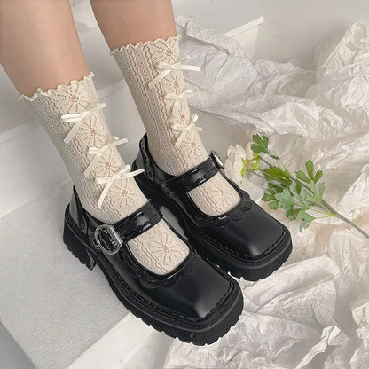 Chaussettes en Dentelle avec Nœud - Style Lolita Japonais  Univers Kawaii   