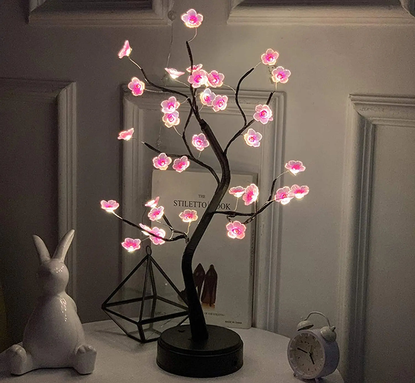 Table Tree Night Light USB/Battery Powered Touch Switch Artificial Bonsai Cherry Blossom Desktop Tree LED Lamp Light Decoration Plum blossom USB Plug