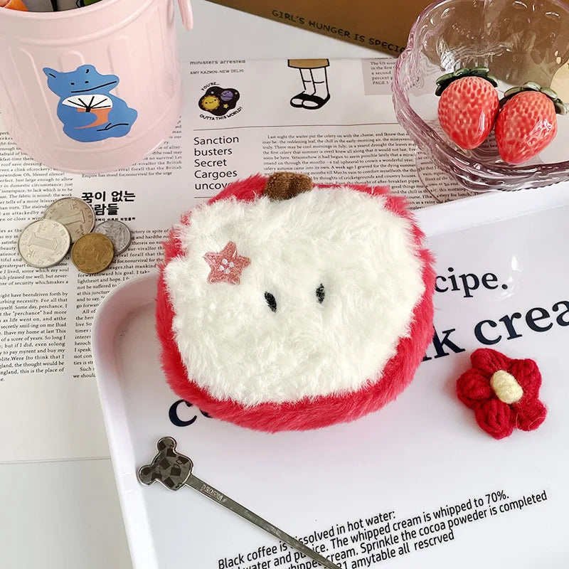 Porte-Monnaie Kawaii en Peluche Pomme Rouge