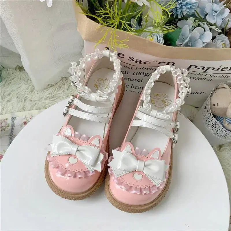 Chaussures Kawaii Lolita - Nœud Papillon et Boucle Cœur