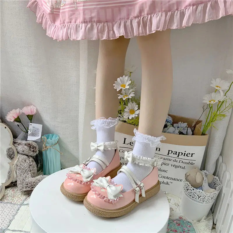 Chaussures Kawaii Lolita - Nœud Papillon et Boucle Cœur