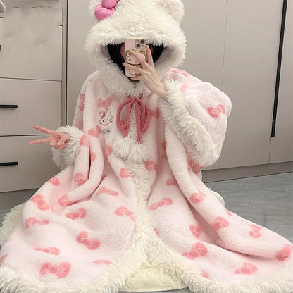 Peignoir Kawaii Hello Kitty en Velours - Doux & Chaud