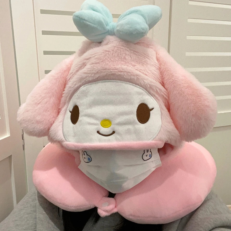 Oreiller de Voyage Kawaii avec Capuche My Melody 36x30cm