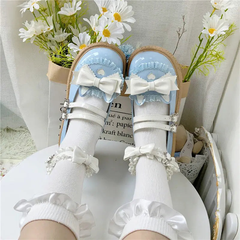 Chaussures Kawaii Lolita - Nœud Papillon et Boucle Cœur