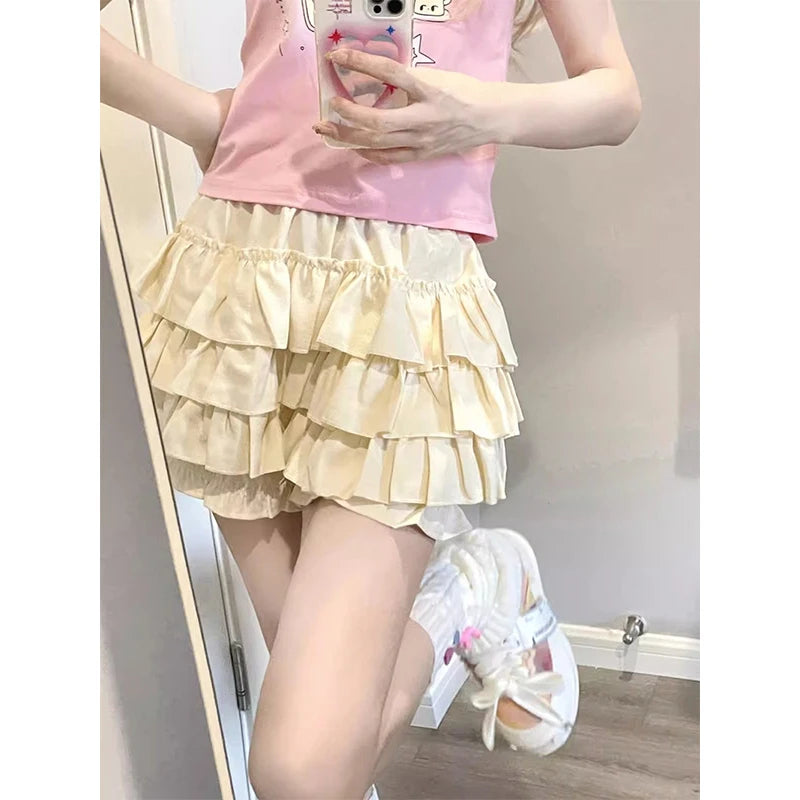 Mini Jupe à Volants - Style Lolita/Kawaii  Univers Kawaii Jaune S 