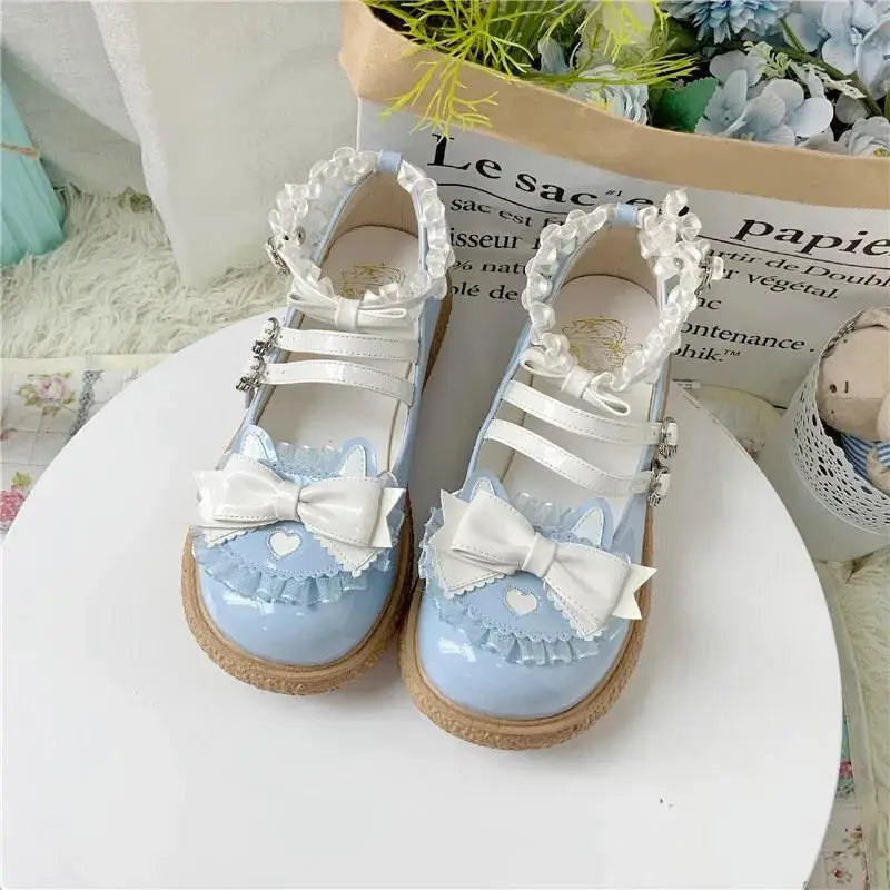 Chaussures Kawaii Lolita - Nœud Papillon et Boucle Cœur