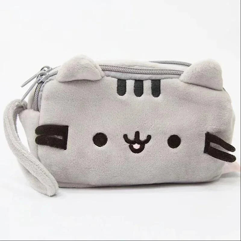 Kawaii Soft Cat Pencil Case Two Layers Cute Cartoon Pencil Bag Korean Stationery Cosmetics Pencil Pouch School Office Supplies