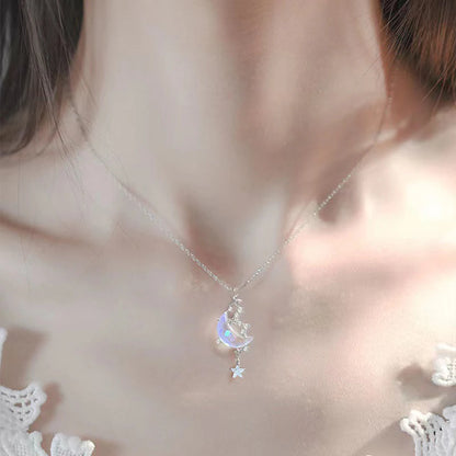 Collier Pendentif Cœur - Style Cristal Y2K  Univers Kawaii Lune  