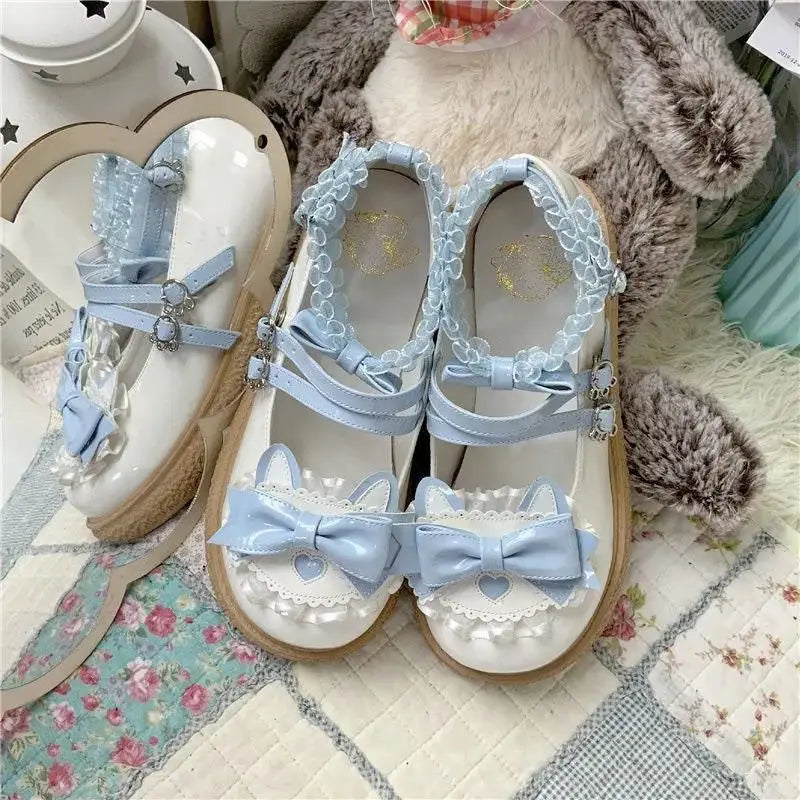 Chaussures Kawaii Lolita - Nœud Papillon et Boucle Cœur