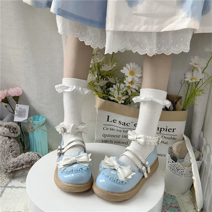 Chaussures Kawaii Lolita - Nœud Papillon et Boucle Cœur