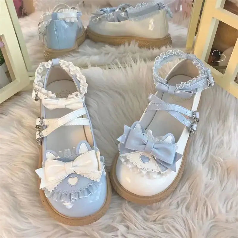 Chaussures Kawaii Lolita - Nœud Papillon et Boucle Cœur