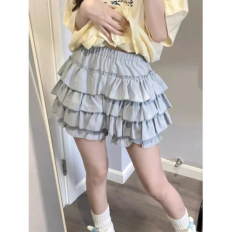 Mini Jupe à Volants - Style Lolita/Kawaii  Univers Kawaii Bleu S 