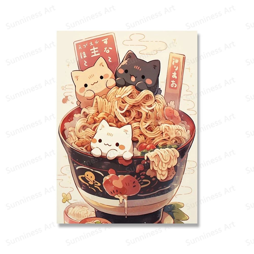 Poster Kawaii Ramen & Chats Japonais