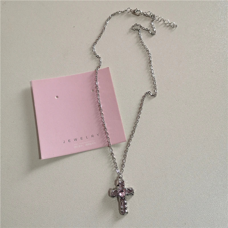 Collier Cœur avec Nœud Rose et Perles, Style Lolita Émo  Univers Kawaii 4  